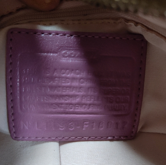 Vintage Coach Peyton Signature Heritage purple khaki tote bag purse - Picture 11 of 13